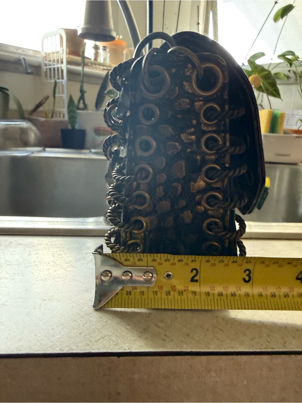Betsy Johnson Black & Gold Studded Croc-Embossed Bulldog on the front - Picture 7 of 7